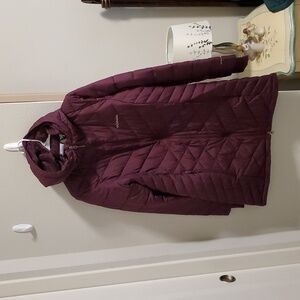 Columbia Women's Heavenly long hooded puffer jacket size L EUC Omni Heat Thermal